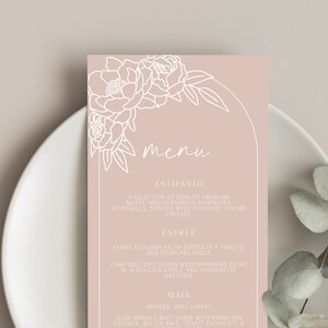 Pink Baptism Menu, Dusty Pink Christening Menu, Religious Menu for baptism decor, Pink Peony menu, "4 x 9" DIY Printable menu