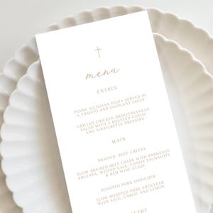 Beige Menu Template,Beige Baptism Menu, Modern Menu Printable Christening Dinner Menu, Baptism Menu, Communion Menu, beige Cross menu