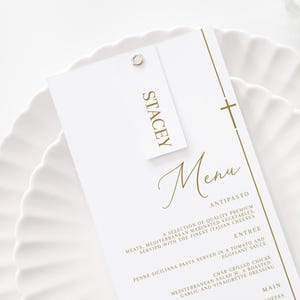 Gold baptism Menu Template and place card, Baptism gold Menu, Modern Menu Printable Christening Menu, Baptism Menu place card combo