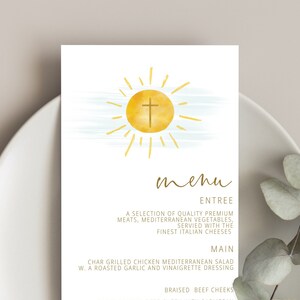 Sunshine Menu Template add Guest Names, Modern Wedding Place Card Dinner Menu,  Printable, Digital Download, Editable