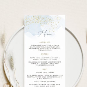 Blue Baptism Menu Template, Dusty Blue Menu, Christening Menu, Baptism Dinner Menu, Baptism Menu table decor for Baptism, Blue Christening