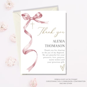 Thank you card Baptism Girl, Christening thank you card, Baptism thank you card for attending, Printable Christening, digital thank you card