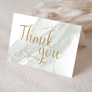 Thank You Note Card, Green Thank You Card Template, Printable, Editable Template, Digital Download, Sage green thank you card