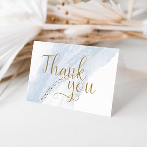 Thank You Note Card, Blue Thank You Card Template, Printable, Editable Template, Digital Download