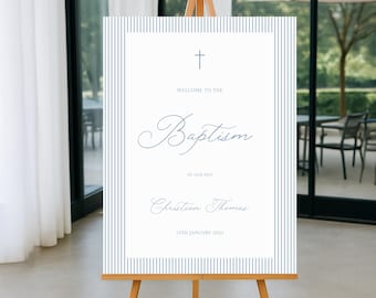 Blue Baptism Welcome Sign Poster, Blue Christening Welcome Sign, Baptism Welcome Poster, Dusty Blue Baptism welcome sign, Boy welcome sign