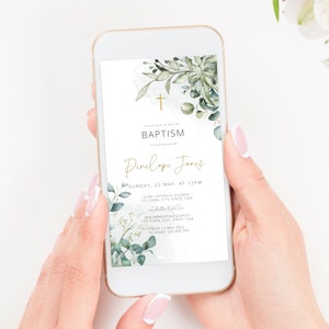 Baptism Invitation Template, Printable Baptism Invite, Watercolor Invite Download, Boy Girl Invitation Christening, Gender Neutral
