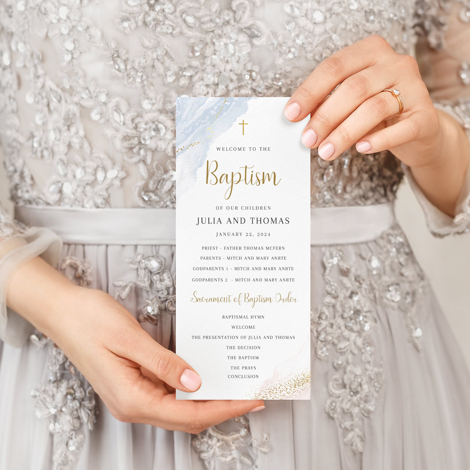 Joint Baptism Program Template, Editable Baptism Program for Girl and ...