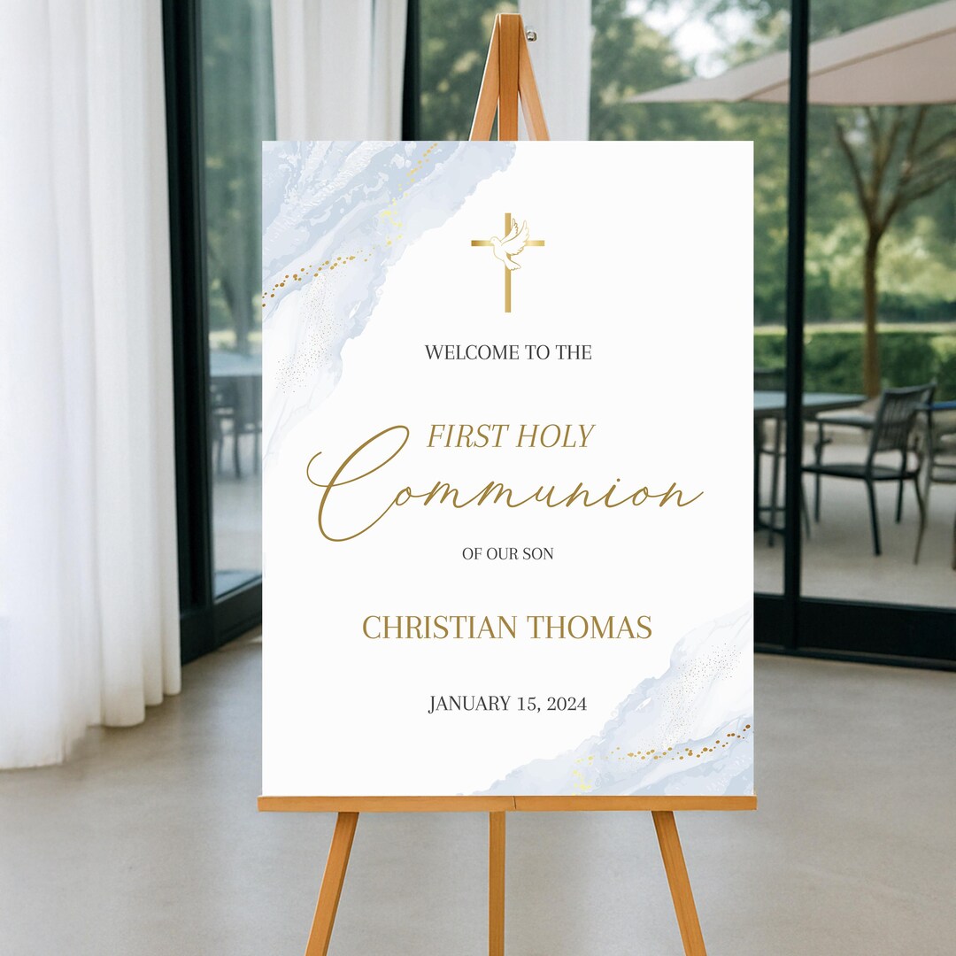 First Communion Welcome Sign First Communion Welcome Sign: Elegant Dove & Cross (digital Download ...