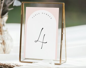 Table Numbers, Christening Table Numbers, Pink Table Numbers, Baptism Table Number Template, Printable Table Numbers, Editable Baptism