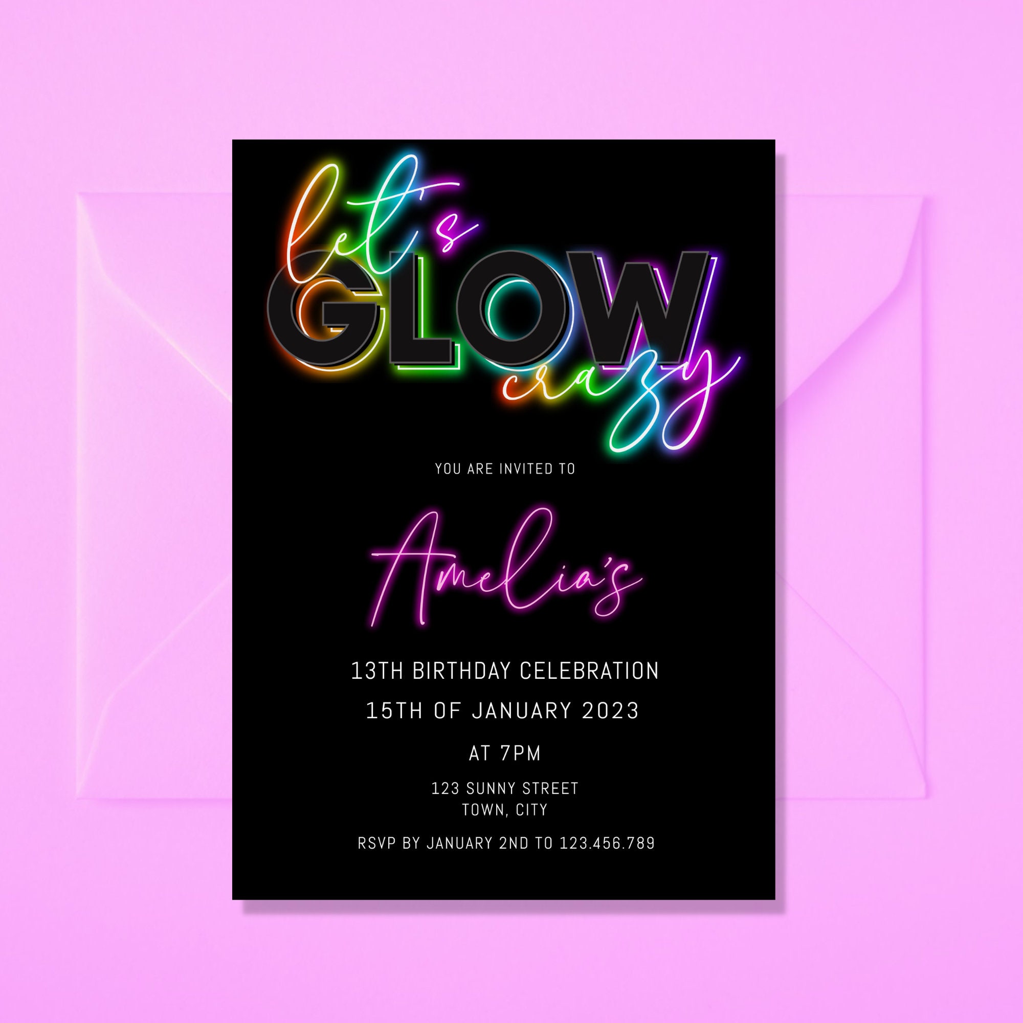 Glow Birthday Party Favors Bundle, Glow Custom Party Decor, Let's