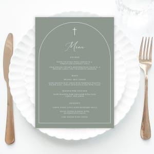 Green Baptism Menu Template, Green Christening Menu, Modern Menu Printable for Baptism Menu, Baptism Menu, Baptism table decor menu