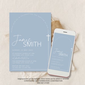 electronic baptism invitation for boy,Boy Baptism Invitation, Christening Invite , Blue Invite, Boys Blue Modern Invite, Baptism Invite