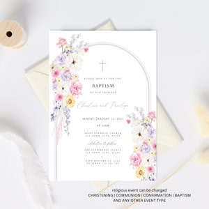 Joint Sibling Baptism Invitation, Twin Baptism Invite Template for girl, Christening Invitation for twins, boy and girl joint baptism invite