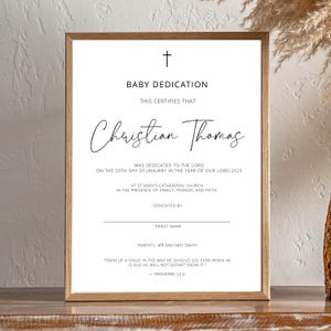 Personalized Baby Dedication Certificate, Editable Keepsake Certificate Printable, Custom Baby Dedication Gift Idea