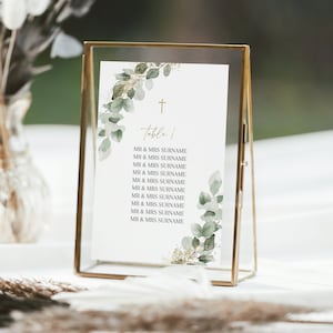 Table Numbers, Christening Table Numbers, Green Table Numbers, Baptism Table Number Template, Printable Table Numbers, Editable Baptism