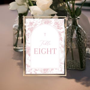 Table Numbers, Christening Table Numbers, Floral Table Numbers, Baptism Table Number Template, Wildflower Printable Table Numbers Baptism