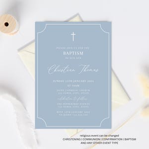 Baptism invitation Boy, Christening invitations boy, dusty blue baptism invitation, Boys Blue Invite, baptism invitation digital download