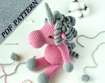 Unicorn amigurumi pattern, Plushie pattern, Knitting patterns, Crochet beginner, Kawaii plush, Plush unicorn toy, Cute crochet pattern