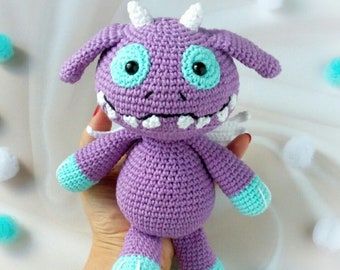 Peluche de monstruo de ganchillo: decoración alienígena morada, juguete de fantasía