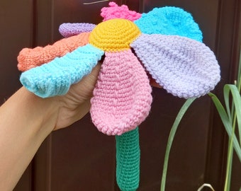 Sensory toy flower, Childrens toys, Toddler toys, Montessori baby toys, Fidget toy adult, Crochet flower toy for little girl