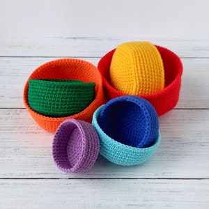 Bowl set, Montessori toddler, Color sorting toy, Montessori learning, Open ended toys, Montessori colors, Woven basket toys baby