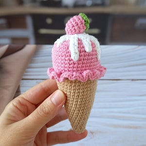 Ice cream toy, Baby room decor, Children room decor, Gift for kids, Crochet play food, Play kitchen food, Toy kitchen accessories