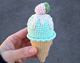 Crochet ice cream cone, Kitchen for kids, Crochet play food, Play food for toddlers, Kids kitchen toys, Ice cream decor, Cute ice cream