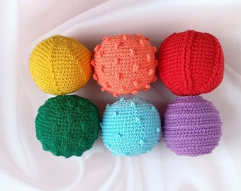 Crochet balls, Montessori baby toys, Baby sensory toys, Organic baby toys, Baby toys learning, Waldorf toys toddler, Sensory balls baby