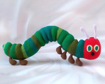 Caterpillar stuffed animal, Cute plush toy, Caterpillar figurine, Gifts for children, Gift for child, Knit caterpillar toy