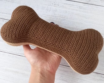 Crocheted Dog Bone Toy: Large Cotton Plush, Hypoallergenic