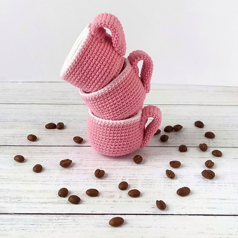 Crochet tea cup 1pcs, Motor skills toys, 1 year old montessori, 2 year old girl gift, Gifts for 3 year olds, Toys for toddlers image 3