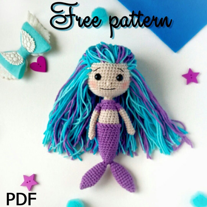 Free Crochet Pattern of Mermaid Crochet Mermaid Doll Pattern Etsy