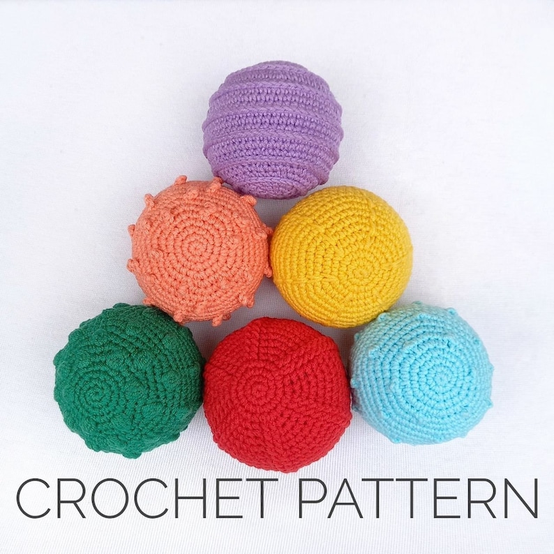 Colorful Sensory Balls crochet pattern listing photo by Daylitoy