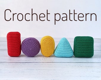 Geometric shapes pattern, Montessori crochet pattern, Crochet montessori toys, Educational baby toy crochet pattern, Montessori soft shapes