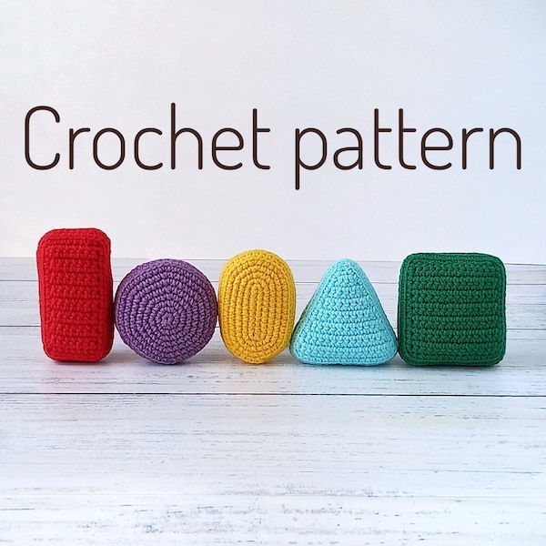 Geometric shapes pattern, Montessori crochet pattern, Crochet montessori toys, Educational baby toy crochet pattern, Montessori soft shapes