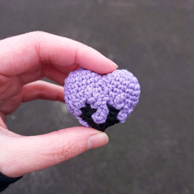 Purple Heart Keychain, Cute Keychain, Knitted Keychain, Plush Keychain