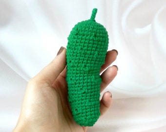 Crochet cucumber, Fake food decor, Organic baby toys, Crochet play food, Waldorf toys toddler, Soft baby toy, Realistic play food