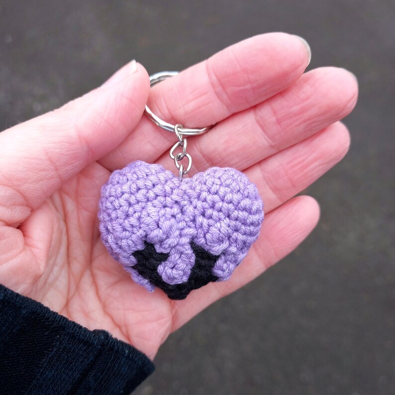 Purple Heart Keychain, Cute Keychain, Knitted Keychain, Plush Keychain