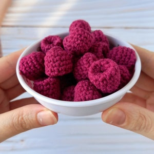 Crochet raspberries (set), Crochet play food, Kids kitchen toys, Summer crochet, Crochet berry, Educational toys, Gifts for kids