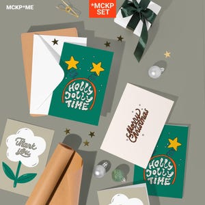 SET / A5/A6/B6/5x7 Weihnachtskarten Mockups (Portrait Layout), Weihnachtskarten Mockup, festliche Kartenvorlage, Postkarten Mockups