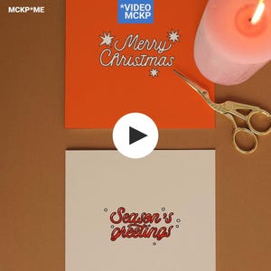 Mockup video biglietto d'auguri singolo quadrato 1x1, mockup biglietto animato, mockup biglietto quadrato, mockup biglietto video psd, modello mockup biglietto 9x16