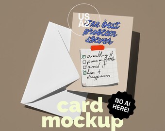 Mockup voor Amerikaanse A2-wenskaart en envelop, mockup voor enkele ansichtkaart, mockup voor ansichtkaart en envelop, mockup voor psd-kaart, smart layer-kaartmockup