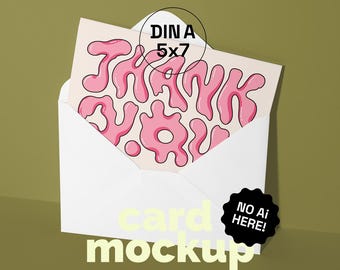 A5/A6/B6/5x7 Greeting card inside envelope mockup, postcard and envelope mockup, postcard mockup, DIN A postcard mockup, single card mockup