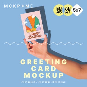 A6 One greeting card in a hand mockup, hand holds postcard mockup, DIN A postcard mockup, small art print mockup, psd postcard mockup