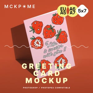 A5/A6/B6/5x7 Stojąca makieta kartki okolicznościowej, makieta pojedynczej pocztówki, makieta ekspozycji pocztówki, makieta pocztówki psd