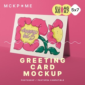 A5/A6/B6/5x7 Einzelne Grußkarte, Postkarten-Mockup, PSD Postkarten-Mockup, Photopea Postkarten-Mockup, 1 Grußkarten-Mockup
