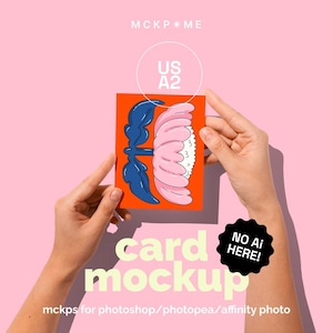 US A2 Greeting card in hands mockup, single postcard mockup, psd postcard in hand mockup, one postcard mockup, postcard display mockup