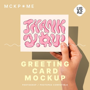 US A2 Grußkarte in Hand Mockup, einzelne Postkarte in Hand Mockup, PSD Postkarte Mockup, kleiner Kunstdruck in Hand Mockup
