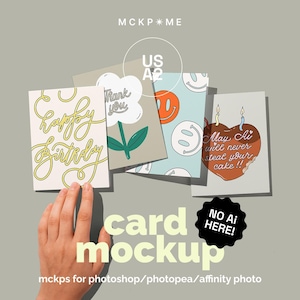US A2 Four greeting cards mockup, postcard display mockup, letter size postcard mockup, many postcards mockup, folded greeting cards mockup