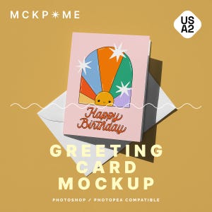 Mockup di biglietto d'auguri e busta A2 USA